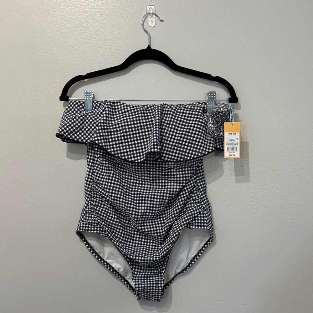 Kona Sol Gingham Ruffle One-Piece Swimsuit